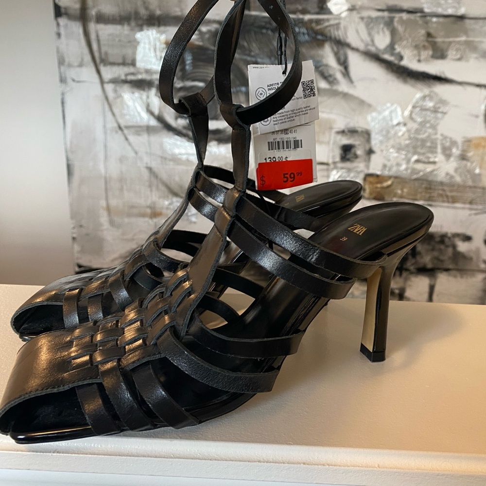 Zara Black Gladiator Heels
